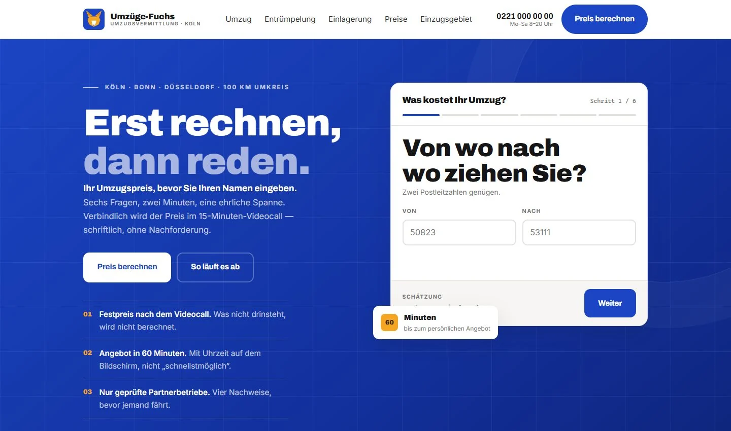 Website-Ansicht von Umzüge-Fuchs