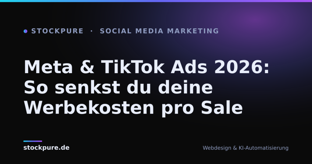 Beitragsbild: Meta & TikTok Ads 2026: So senkst du deine Werbekosten pro Sale – Stockpure Blog