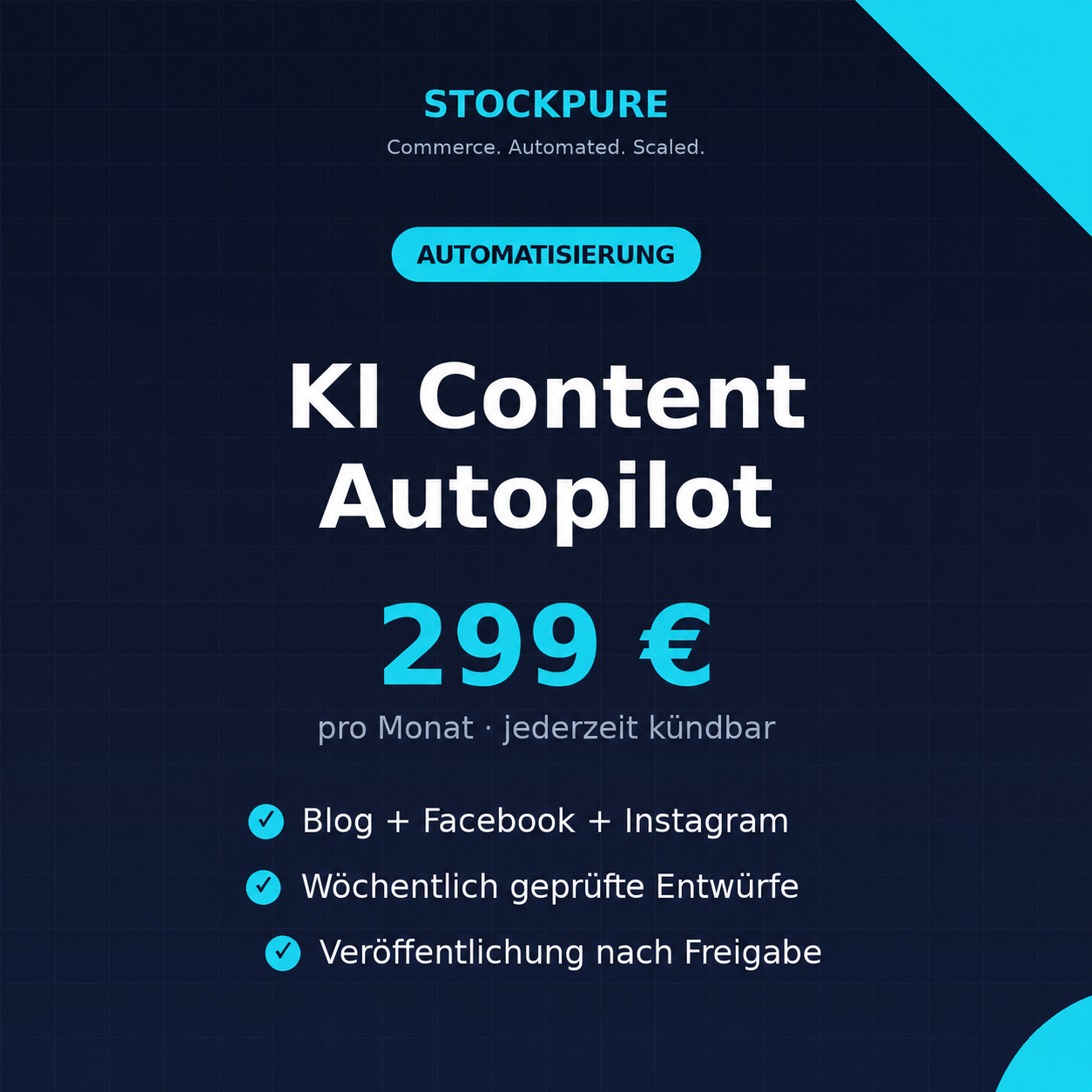 KI Content Autopilot: wöchentlich geprüfte Entwürfe, Veröffentlichung nach Freigabe